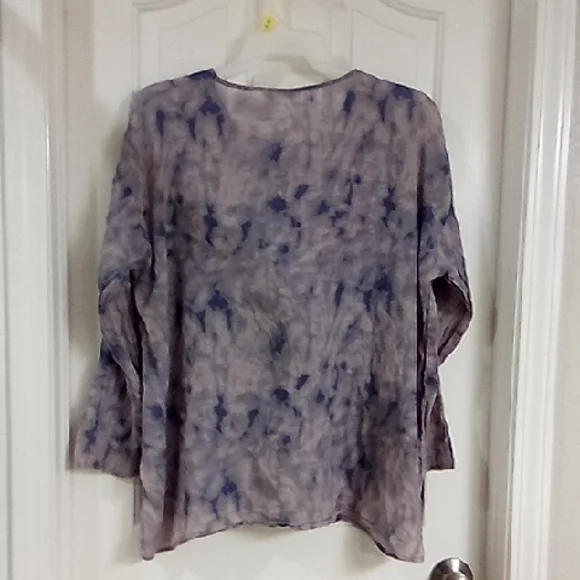 LOGO by Lori Goldstein Purple and Blue Tie-Dye Blouse - Picture 8 of 13